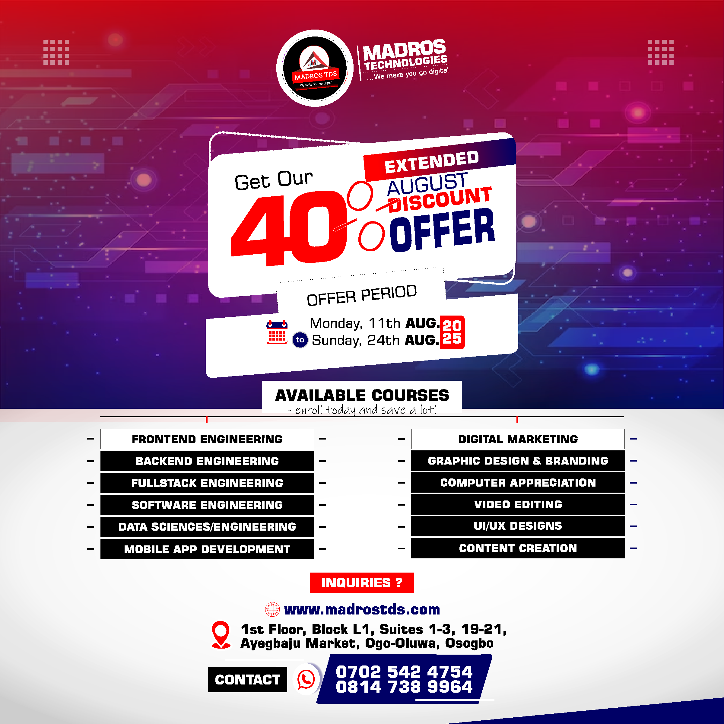 Extended August Offer
